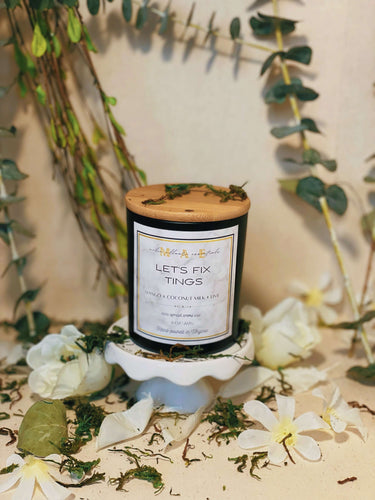 Let's Fix Tings candle scented with mango coconut milk and lime
